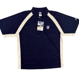 NWT Reebok NFL Polo Shirt Short Sleeve Sports Embroidered Logo Navy Blue Large